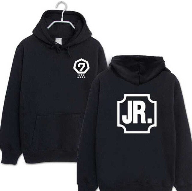 Kpop got7 member name printing black hoodie 2015 autumn men women  loose jackson mark sweatshirt pullover moletom
