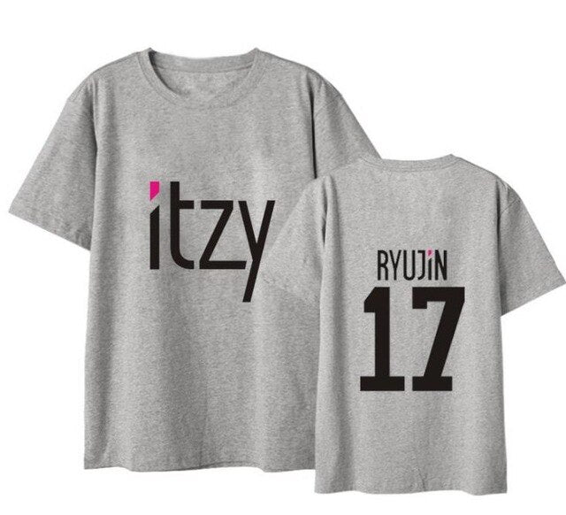 Kpop itzy member name printing black/white/grey t shirt summer style k-pop unisex o neck short sleeve t shirt S-2XL