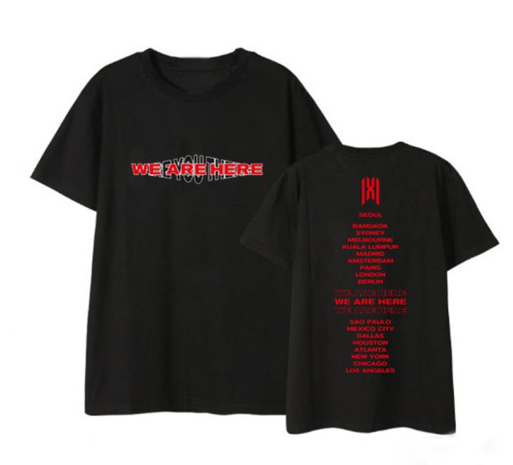 Monsta X we are here world tour city names printing o neck t shirt unisex fashion summer short sleeve t-shirt