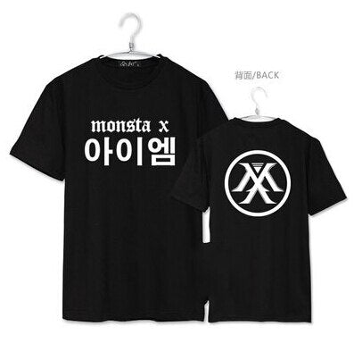 Monsta X member korean name  printing short sleeve T-shirt  men women summer t-shirt