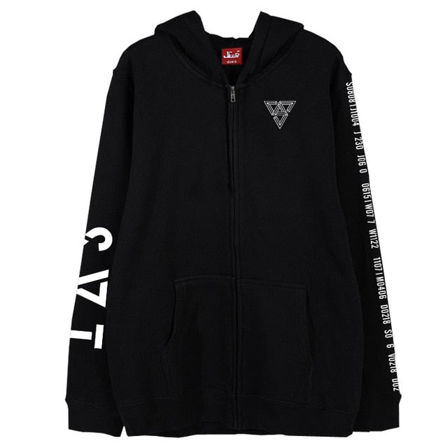 Kpop seventeen 2018 japan arena svt concert same printing zipper hoodie jacket fleece/thin unisex  outwear