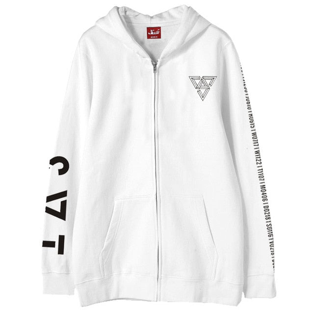 Kpop seventeen 2018 japan arena svt concert same printing zipper hoodie jacket fleece/thin unisex  outwear