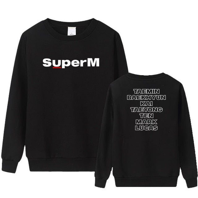 Kpop Super M all member names printing o neck pullover hoodies