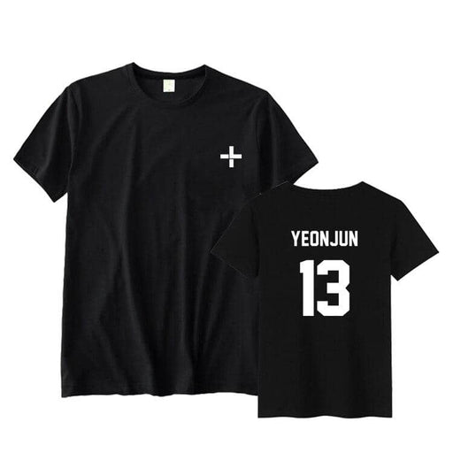 Kpop txt tomorrow together member name unisex kpop black/white t-shirt - Kpopshop