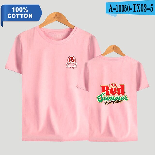 Red Velvet Kpop Printed 100% Cotton T-shirts Men Summer Short Sleeve Casual T-shirts 2021 Fashion Streetwear Clothes