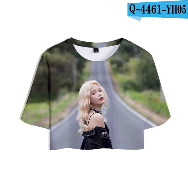 MAMAMOO 3D Printed Women Crop Top Fashion Kpop Summer Short Sleeve T-shirts