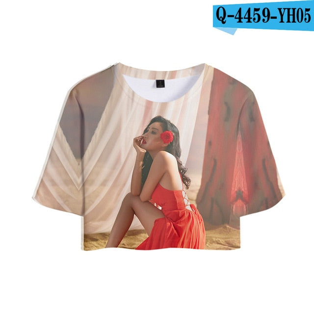 MAMAMOO 3D Printed Women Crop Top Fashion Kpop Summer Short Sleeve T-shirts