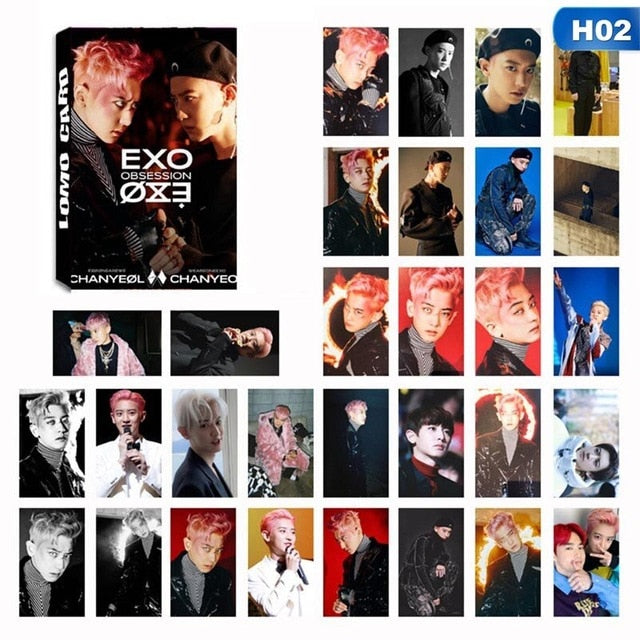New 30Pcs/set KPOP EXO New OBSESSION 6th Album Photo Card Self Made LOMO Card Photocard