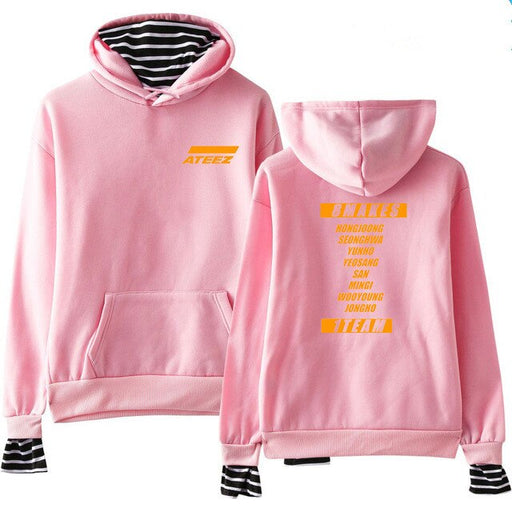 Kpop ATEEZ Sweatshirt False Two Piece Women Sweatshirt tshirts Wooyoung Mingi - Kpopshop