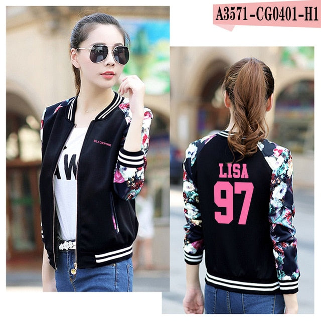 New Baseball Jacket Black Pink KPOP Jackets In Your Area Album LISA JENNIE JISOO Letter Print Fans Clothes K-POP Jacket Coats