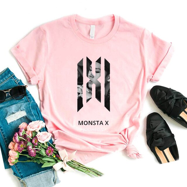 New Cool Printed Men Women Teens MONSTA X T-Shirt Boys Girls T-Shirt Casual Cotton Couple Short Sleeve Tee Tops Surprise Gift