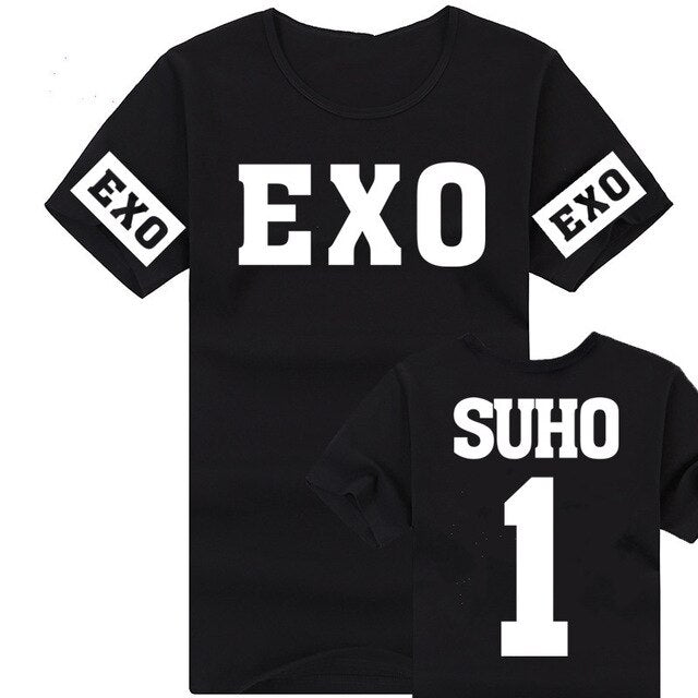 New 2021 Fashion Kpop Exo Kar Sehun Xiumin Baekhyun Terra Sticker T-shirt Women T-shirt Women Exo Tshirt