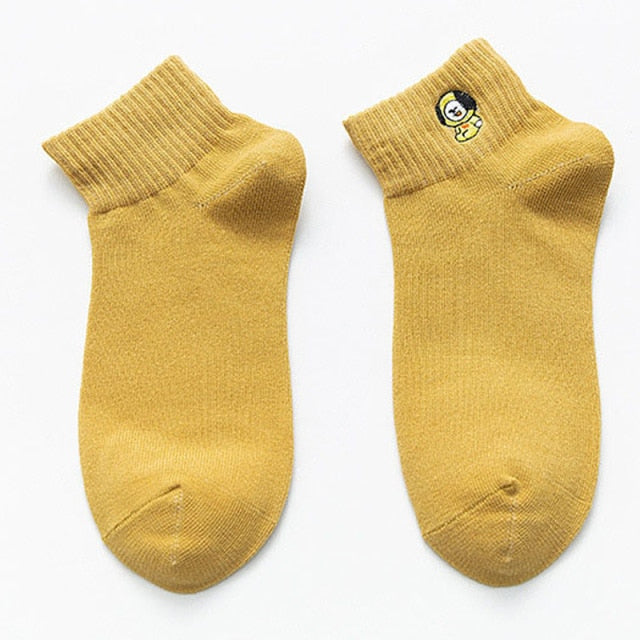 BT21 Women Short Socks Slippers Cotton Cartoon Socks Korean Style Spring Winter Socks Cute For Girls Female
