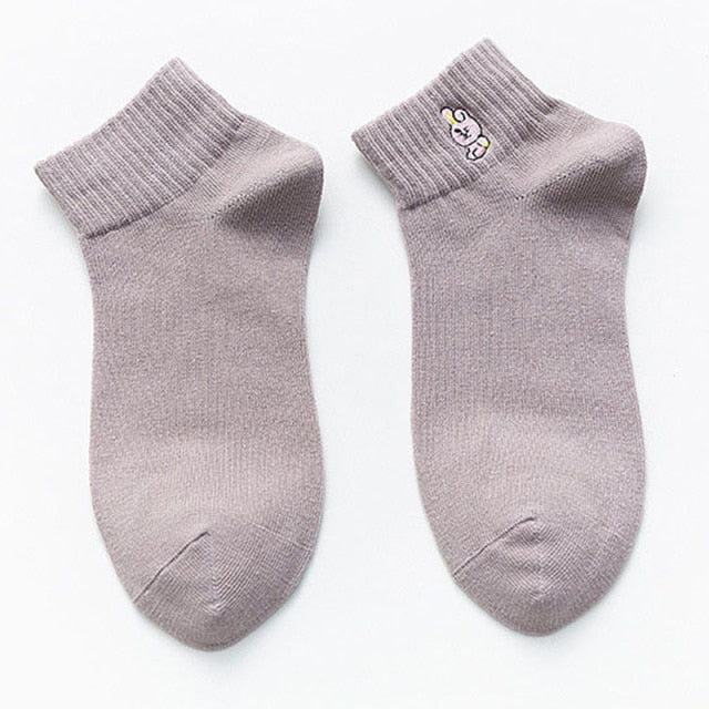 BT21 Women Short Socks Slippers Cotton Cartoon Socks Korean Style Spring Winter Socks Cute For Girls Female