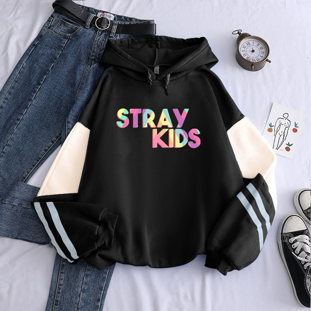 Korean Style KPOP Straykids Stray Kids Album Women Hoodies Sweatshirt Long Sleeve Patchwork