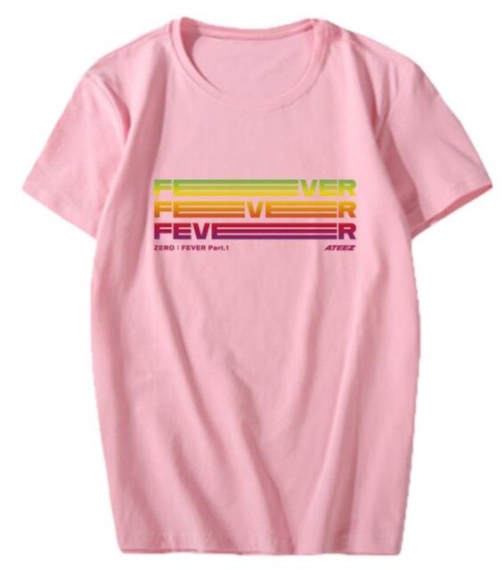 New Fashion Kpop Ateez Mini Concert Zero Fever Same Printing O Neck T Shirt Unisex Short Sleeve