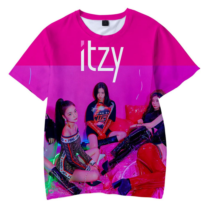 New Korean Fashion Kpop ITZY Kawaii 3D Child T-shirts Girl Casual Clothes Casual Short Sleeve TShirt Kpop Hip Hop Kids Children