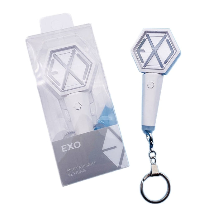 New Kpop Exo Mini Light Stick Key Chain Hanging Accessories Pendant Keychain Ring Supporting Fluorescent Stick Concert K-pop
