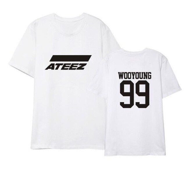 ateez member name kpop unisex loose t-shirt for top tees - Kpopshop