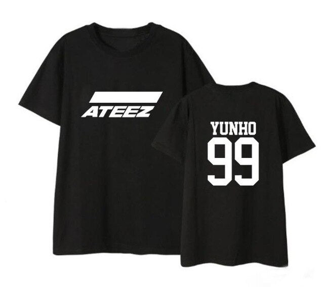 ateez member name kpop unisex loose t-shirt for top tees - Kpopshop