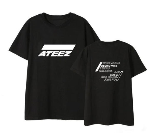 ateez member name kpop unisex loose t-shirt for top tees - Kpopshop