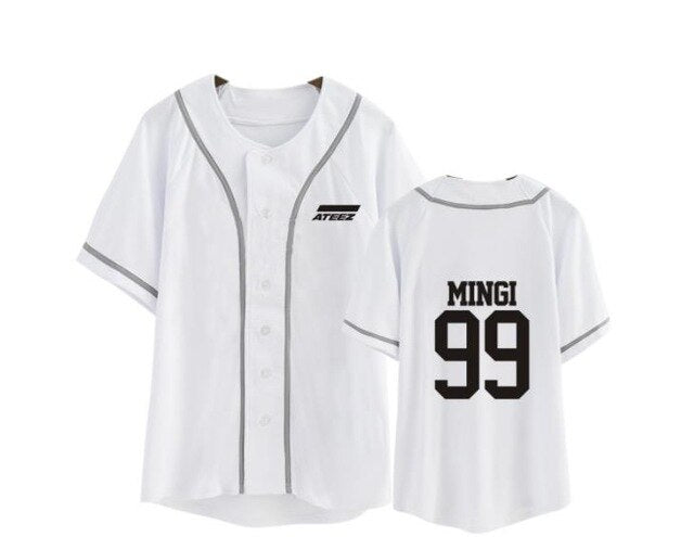 kpop ateez member name baseball for k-pop unisex loose t-shirt - Kpopshop