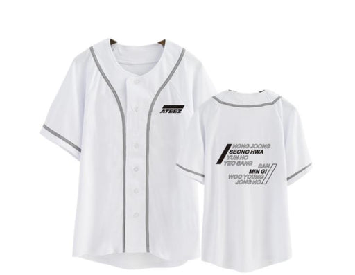 kpop ateez member name baseball for k-pop unisex loose t-shirt - Kpopshop