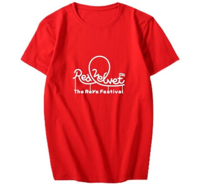 New arrival summer style Red Velvet album red festival member name printing t shirt k-pop o neck short sleeve unisex t-shirt