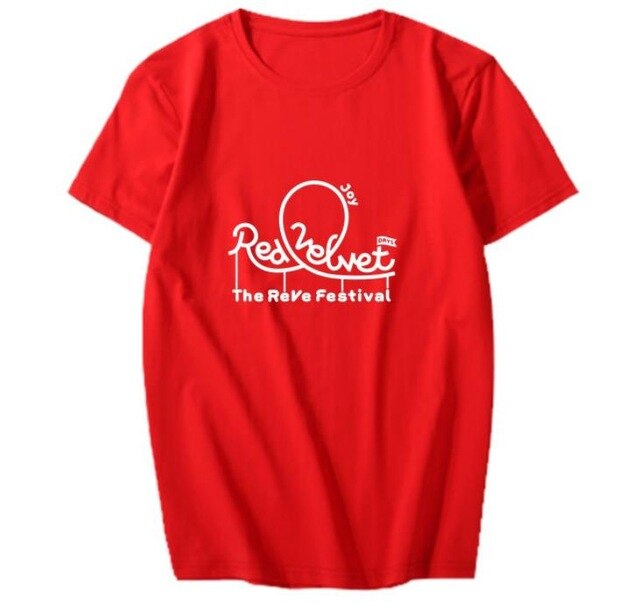 New arrival summer style Red Velvet album red festival member name printing t shirt k-pop o neck short sleeve unisex t-shirt