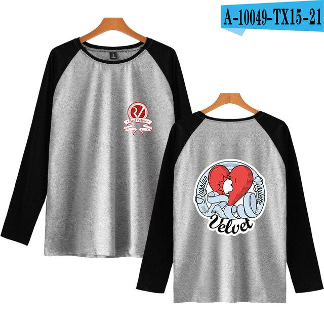 Red Velvet Kpop Fashion Printed Raglan T-shirts Women/Men Long Sleeve Trendy Tshirts 2021 Hot Sale Casual Fans Tee Shirts