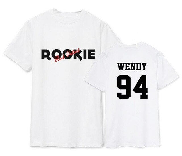 Red Velvet mini 4th album rookie member name printing o neck short sleeve t shirt k-pop men women summer t-shirt