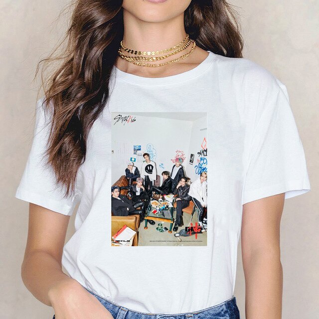 Stray Kids Kpop T-shirt Women Plus Size Vogue Funny T Shirts Shirt StrayKids Female T-Shirt