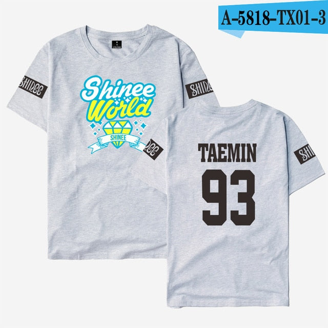 SHINee Kpop Short T-shirt Women/Men Tee Shirt Women Fans K-pop Woman Tshirt Top Member Name Print Jonghyun R.I.P TShirt