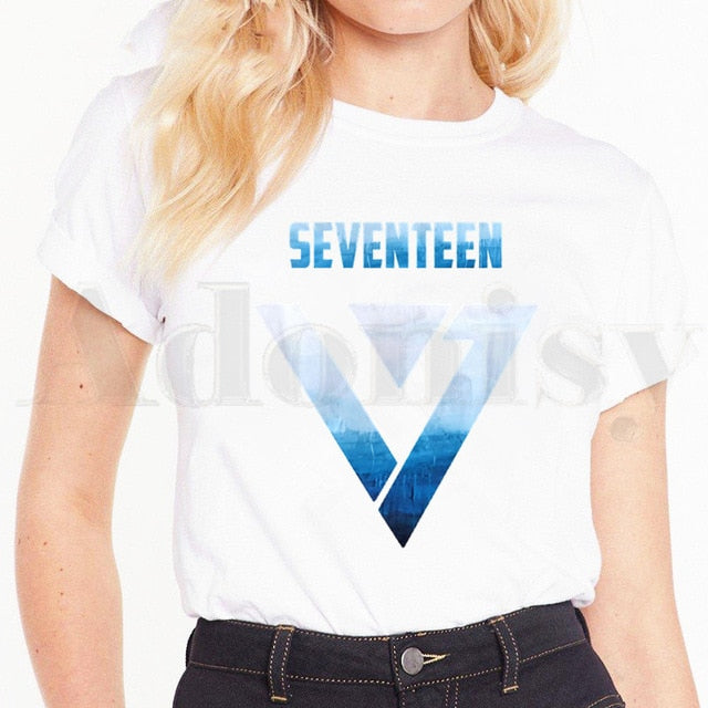 Seventeen Kpop Women's T-shirt Short Sleeve  Vogue Vintage