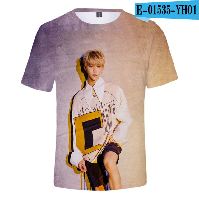 Stray Kids 3d T Shirt Women/men Kpop Album Yellow Wood StrayKids T-shirt Summer Hip Hop Casual T Shirts