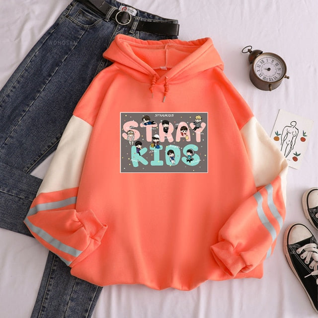 Stray Kids Hoodie Sweatshirt Pullover Cartoon Letter Print Winter Women Streetwear Oversized Itself Casual Hoodies Tops