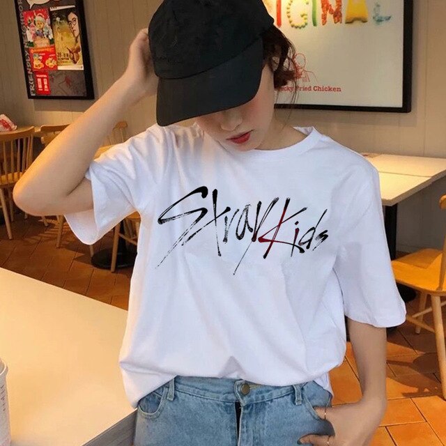 Stray Kids Women t-shirt StrayKids Short Sleeve t shirt Tops Hip Hop t-shirt top tee shirts hip hop female femme Casual