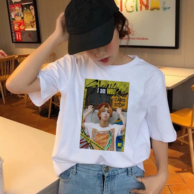 Stray Kids t shirt Hip Hop t-shirt Stray Kids Casual korean  Short Sleeve t-shirt top tee shirts Women Tops female femme