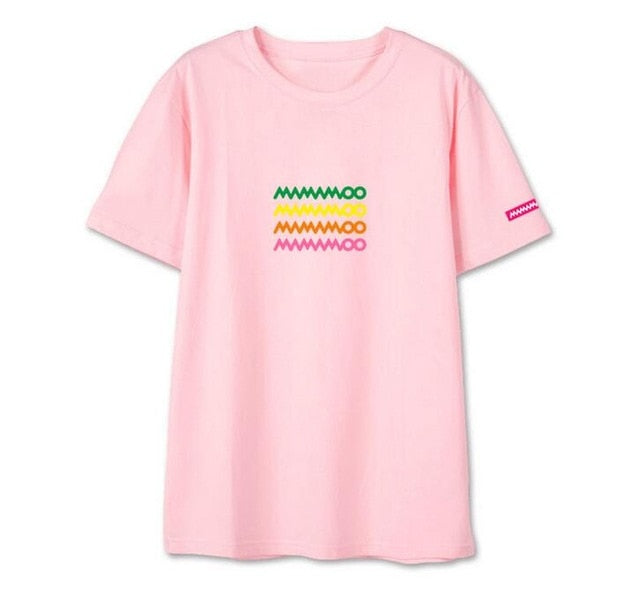Mamamoo logo 3 colors printing o neck short sleeve t shirt