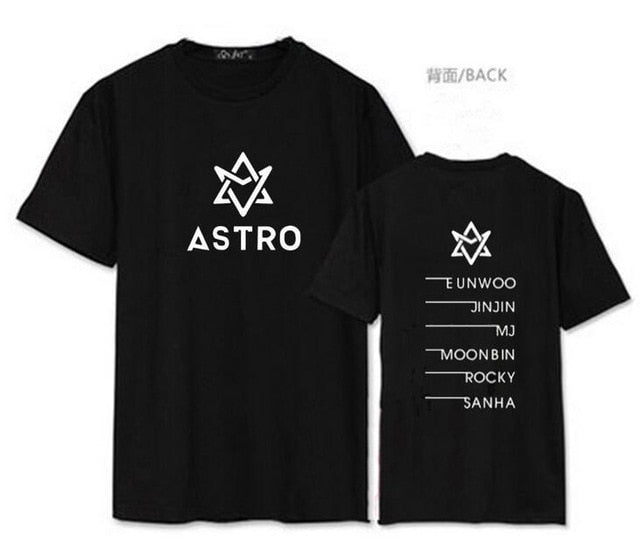 Summer style astro all member name printing t-shirt kpop jinjin rocky short sleeve t shirt  lovers top tee 3 colors
