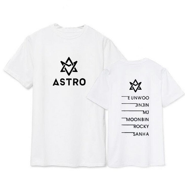Summer style astro all member name printing t-shirt kpop jinjin rocky short sleeve t shirt  lovers top tee 3 colors