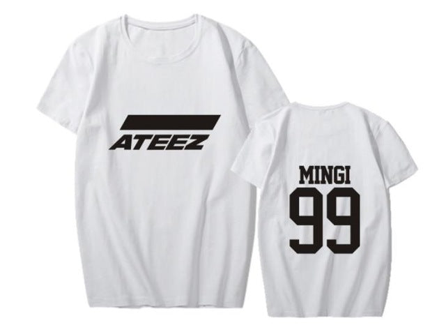 style ateez member name kpop unisex t-shirt k-pop top tees - Kpopshop