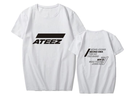 style ateez member name kpop unisex t-shirt k-pop top tees - Kpopshop