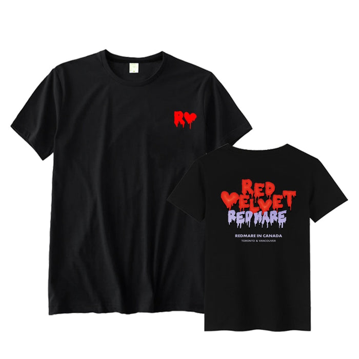 Summer style Red Velvet red mare concert same printing o neck short sleeve t shirt k-pop unisex fashion loose t-shirt