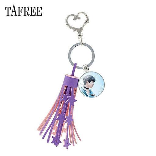 Kpop Newest TAFREE Purple Tassel Heart Clasps Key Ring Holder Glass Day6 DAY 6 Cabochon Dome Pendant Keychain For Fan Gift  Day17 that you'll fall in love with. At an affordable price at KPOPSHOP, We sell a variety of TAFREE Purple Tassel Heart Clasps Key Ring Holder Glass Day6 DAY 6 Cabochon Dome Pendant Keychain For Fan Gift  Day17 with Free Shipping.