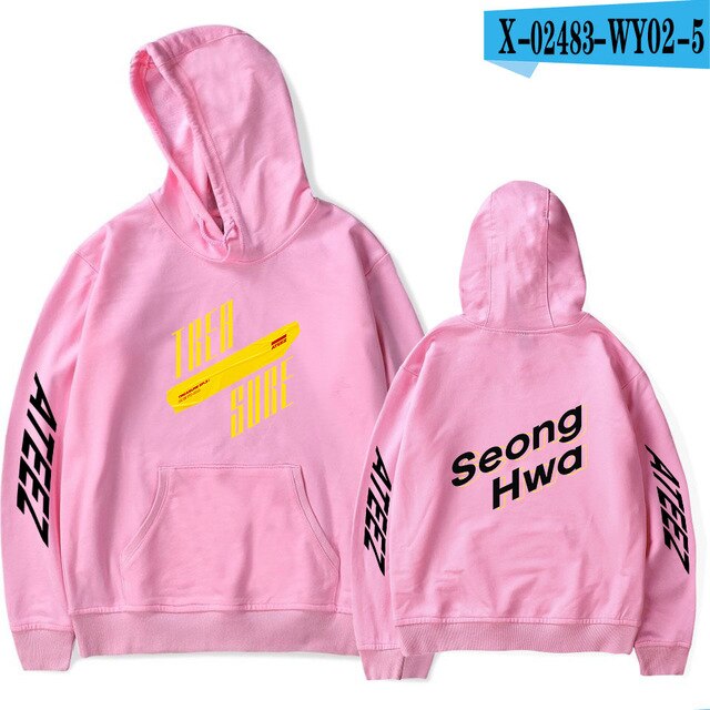 The latest ATEEZ hoodie fashion men and women autumn winter pop singer red hooded sweatshirt protection women's men's pullover