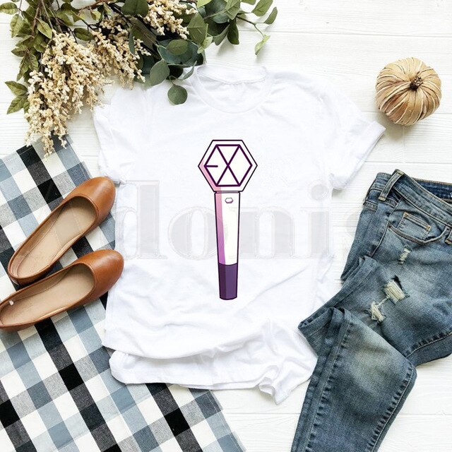 EXO Female Short Sleeve T-shirt Summer Clothes Exo New Korean Kpop Women T Shirt Woman Clothes