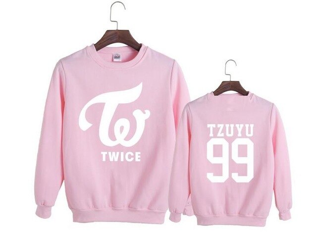 Twice pink sweatshirt  kpop pullover twice member name printing pullover o neck hoodie