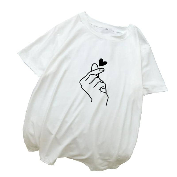 Women Funny Love Heart Gesture T-shirt Tops Tee Shirt - Kpopshop