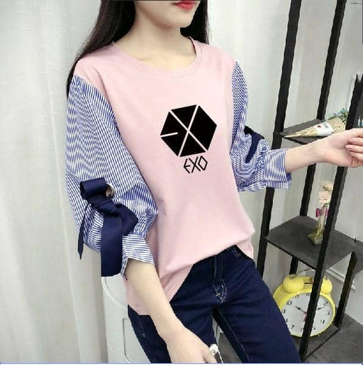 Kpop Newest kpop EXO 2019 new Spring summer Korean loose wild fake two T-shirt female streetwear fashion striped t shirt women Harajuku tops that you'll fall in love with. At an affordable price at KPOPSHOP, We sell a variety of kpop EXO 2019 new Spring summer Korean loose wild fake two T-shirt female streetwear fashion striped t shirt women Harajuku tops with Free Shipping.